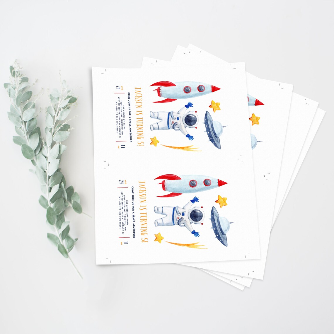 Printable Astronaut Kids Birthday Party Invitation Template - Etsy