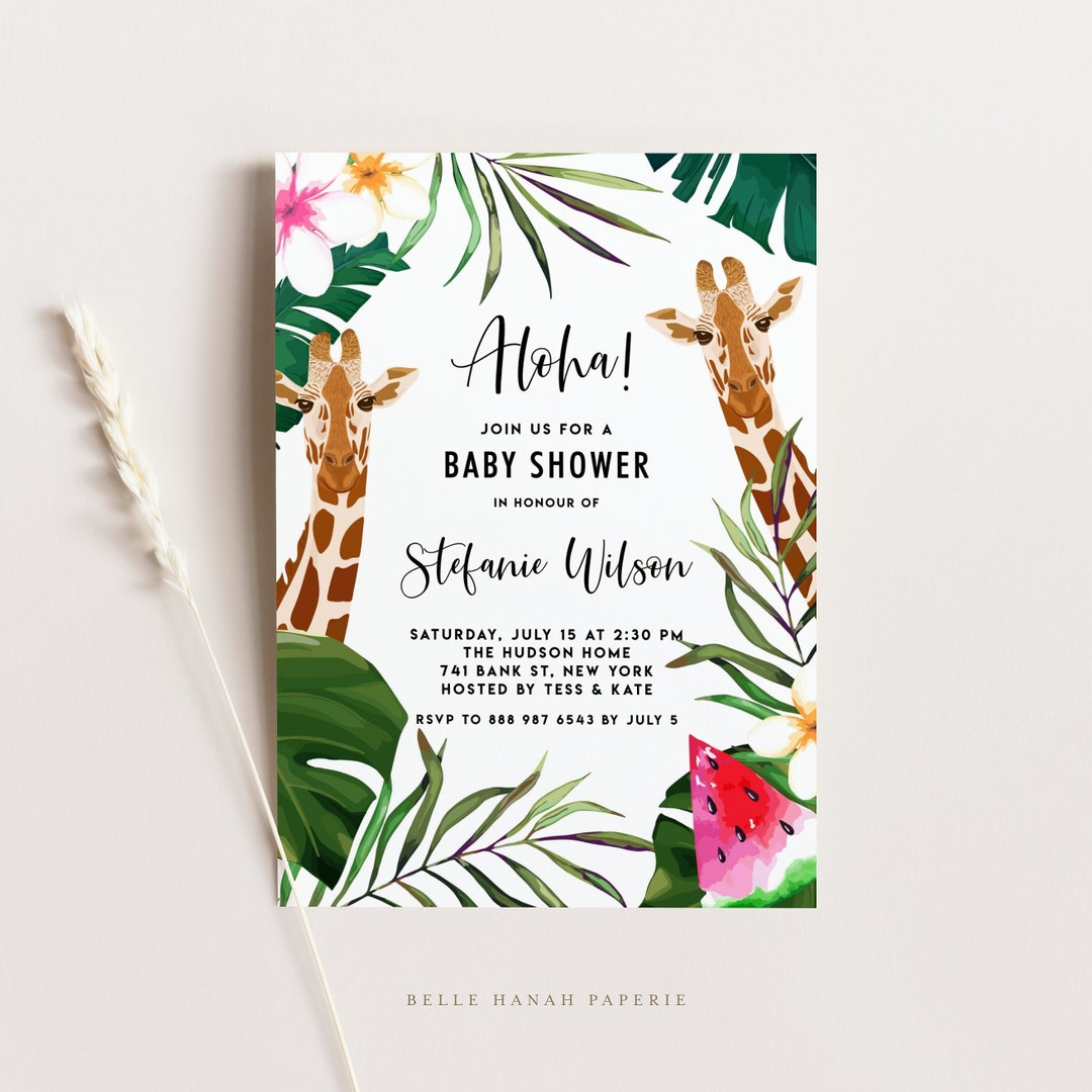 Printable Giraffe Baby Shower Invitation Template - DIY Giraffes and ...