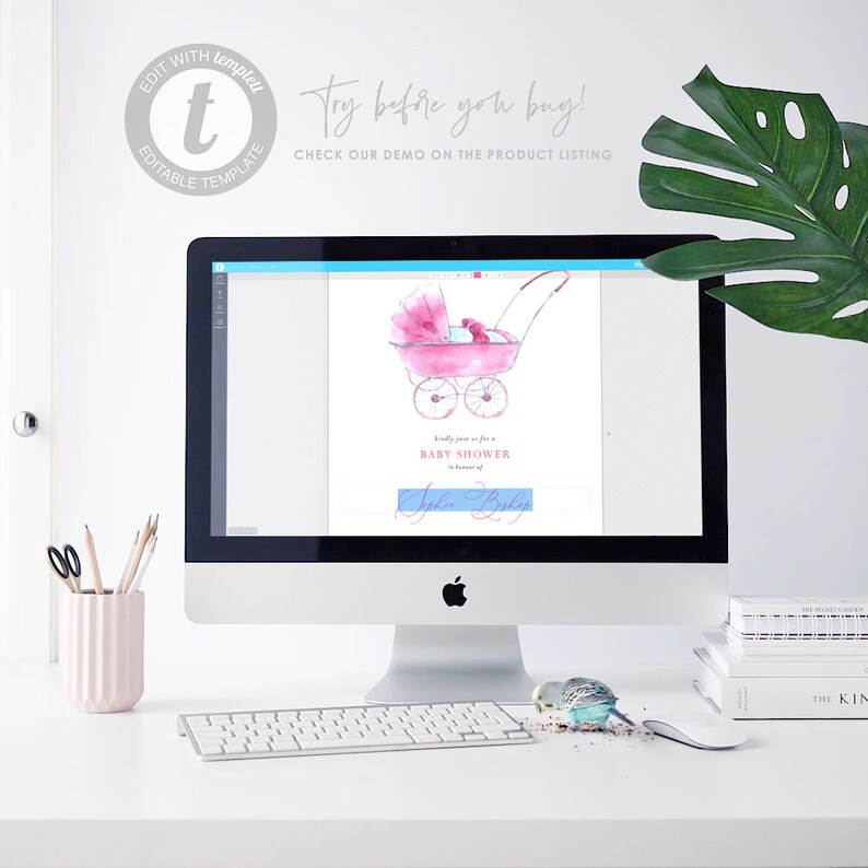 Printable Pink Baby Carriage Baby Shower Invitation Template - Etsy