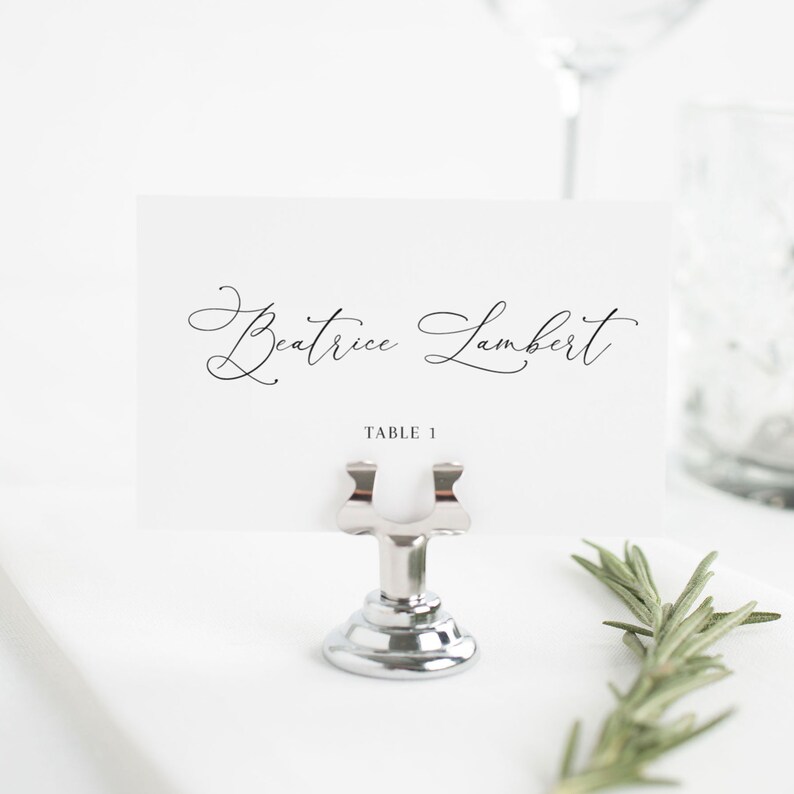 3.5x2 Flat and Folded Cards Beatrice Script Placecard Printable Script Place Cards Templates Wedding Escort Cards Customizable Color