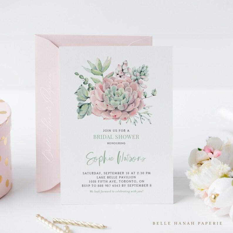 Printable Succulents Bridal Shower Invitation Template DIY - Etsy