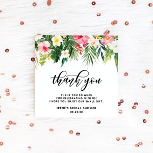 Editable Tropical Thank You Tag Template - Watercolor Tropical Flowers ...