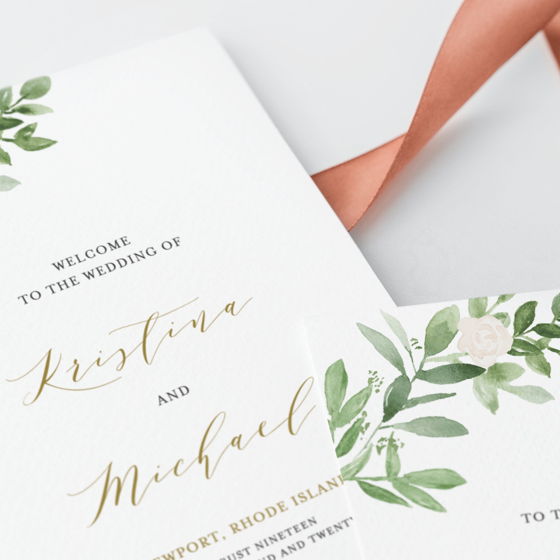 Greenery Wedding Program Booklet Template Printable - Etsy