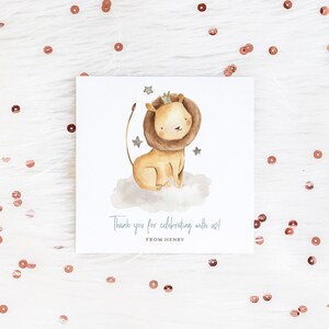 Printable Lion Favor Tag Template - Watercolor Lion Prince Safari ...
