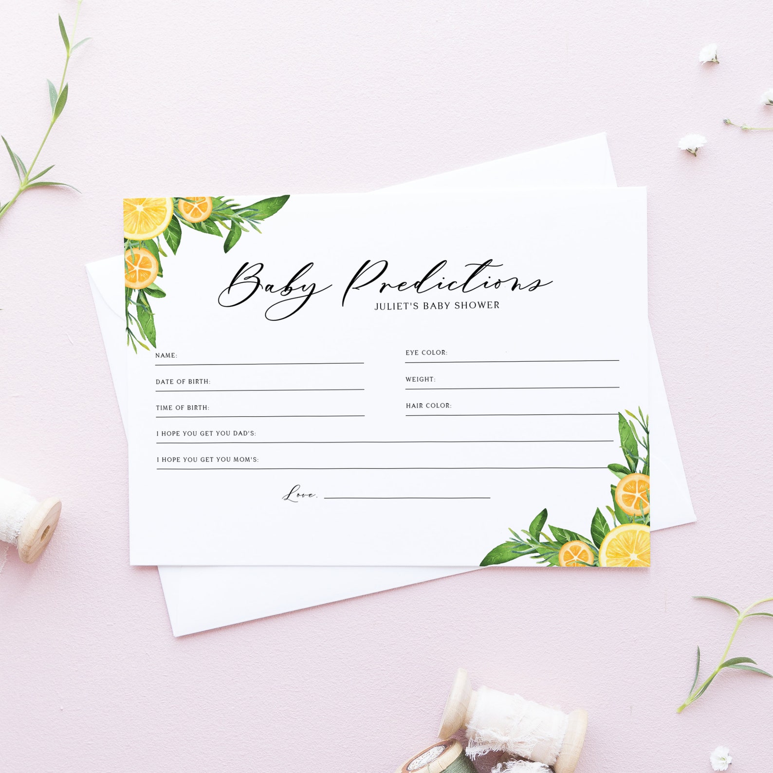 Editable Baby Predictions Card Template Printable Watercolor | Etsy