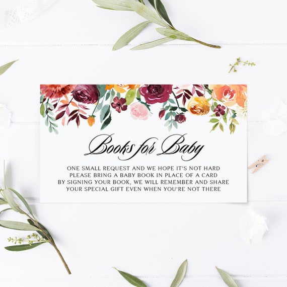 Printable Floral Book Request Card Watercolor Autumn Blooms | Etsy