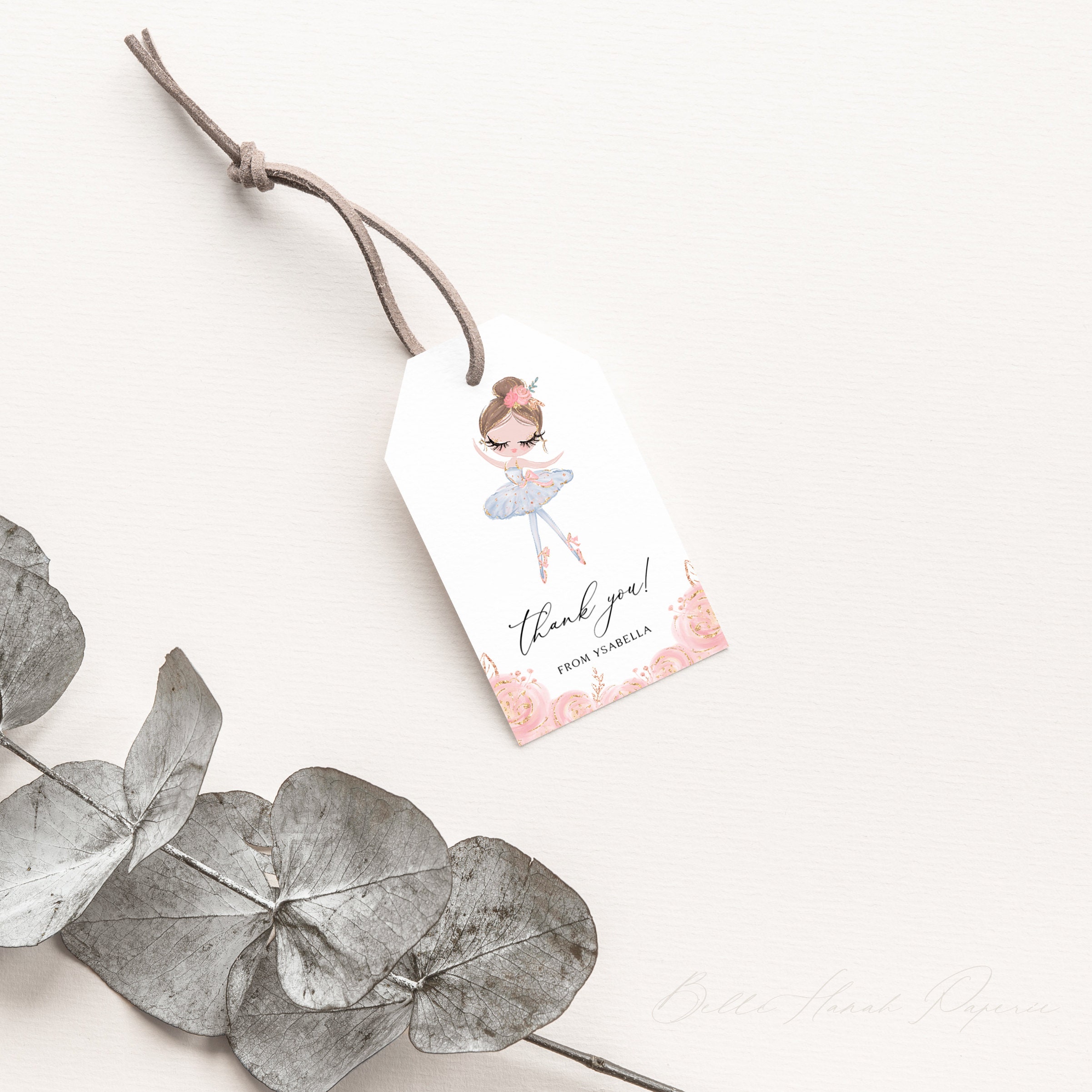 Girl Ballerina Thank You Gift Tag Template Printable - Etsy