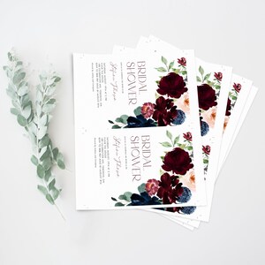 Printable Rustic Bridal Shower Invitation Template - DIY Boho Dark Red ...