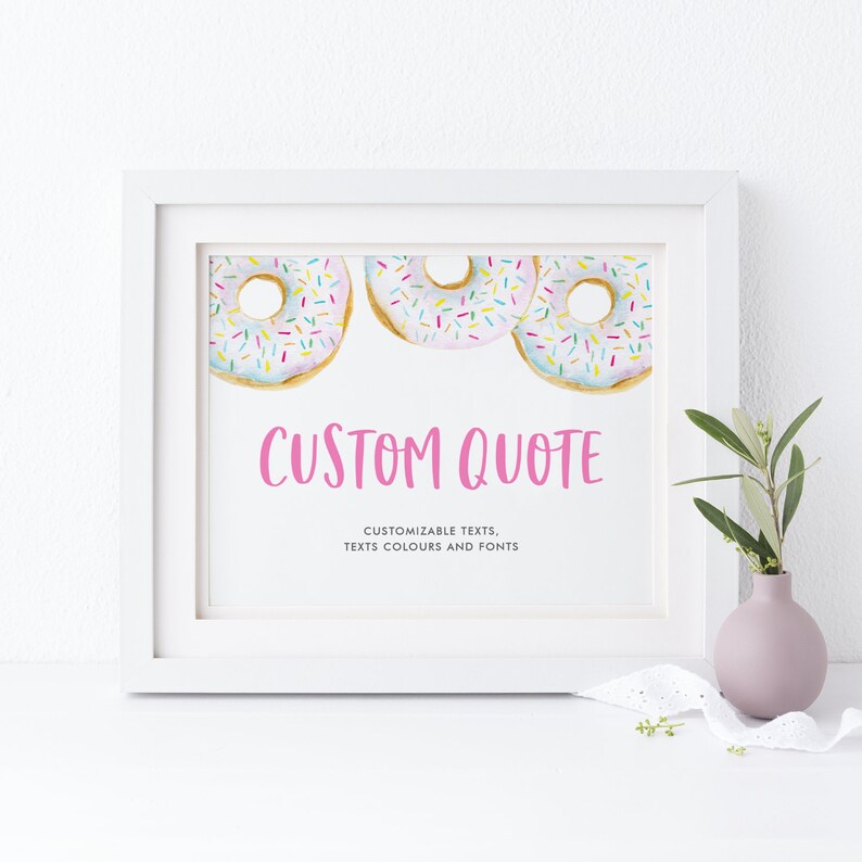 Printable White Donuts Custom Quote Sign Template 8x10 - Etsy