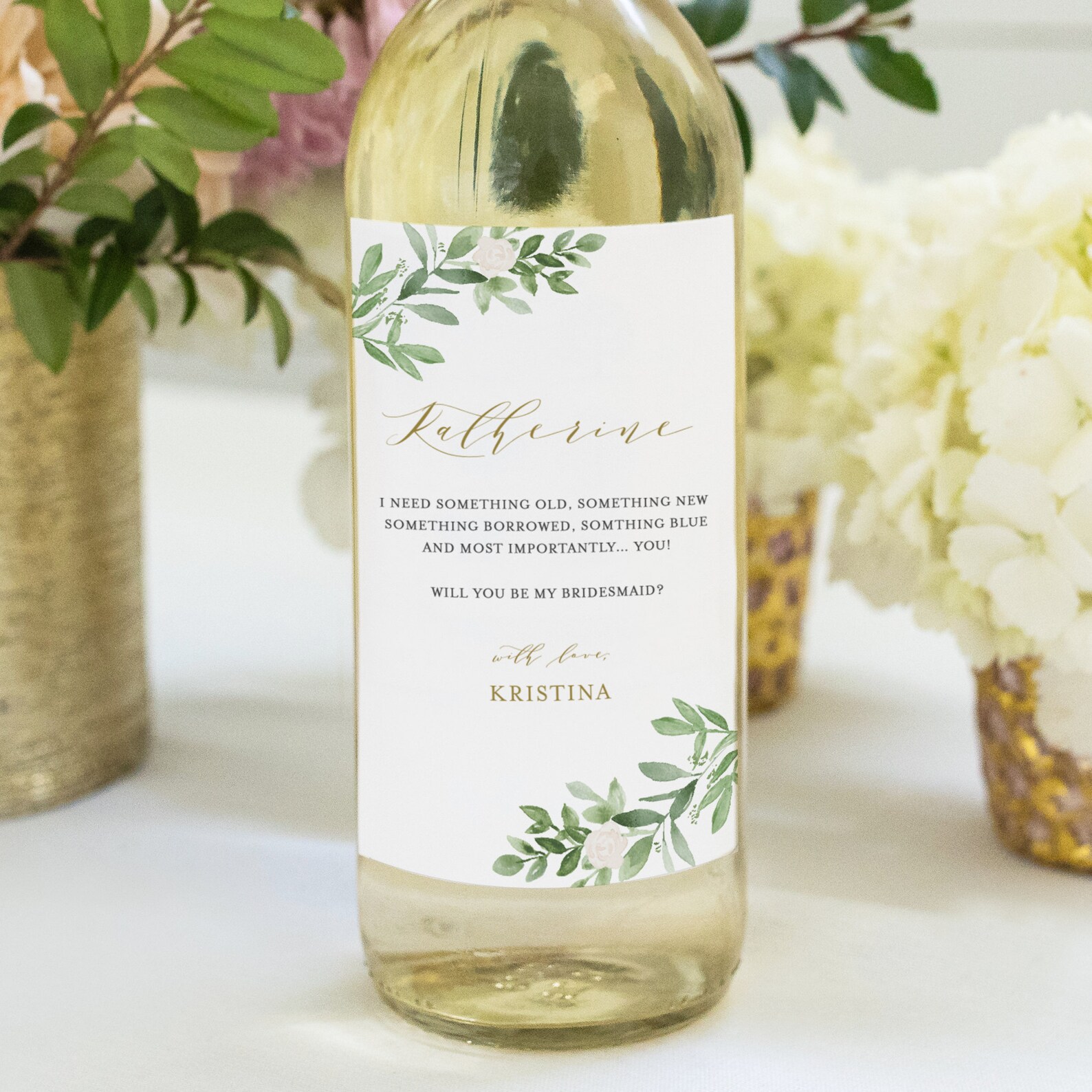 Bridesmaid Proposal Wine Bottle Label Template Printable | Etsy