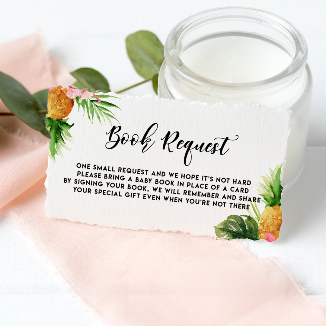 Printable Book Request Card Tropical Watercolor Pineapple - Etsy