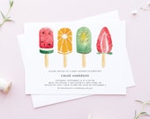 Printable Summer Baby Shower Invitation Template - Watercolor Fruit Popsicles Baby Shower Invite - DIY, Editable, Templett WFP78