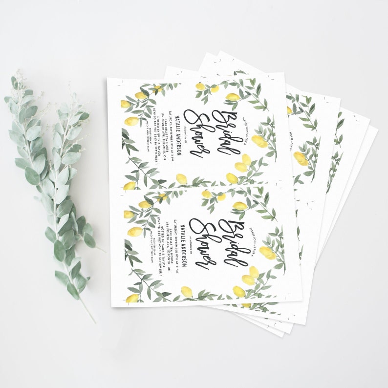Editable BLW1 Boho Lemon Wreath Sweet 16 Party Invitation Template Printable Rustic Watercolor Lemon Wreath Summer Sweet Sixteen Invite