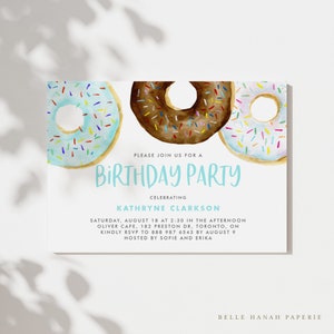 Printable Donuts Baby Sprinkle Invitation Template - Watercolor Blue ...