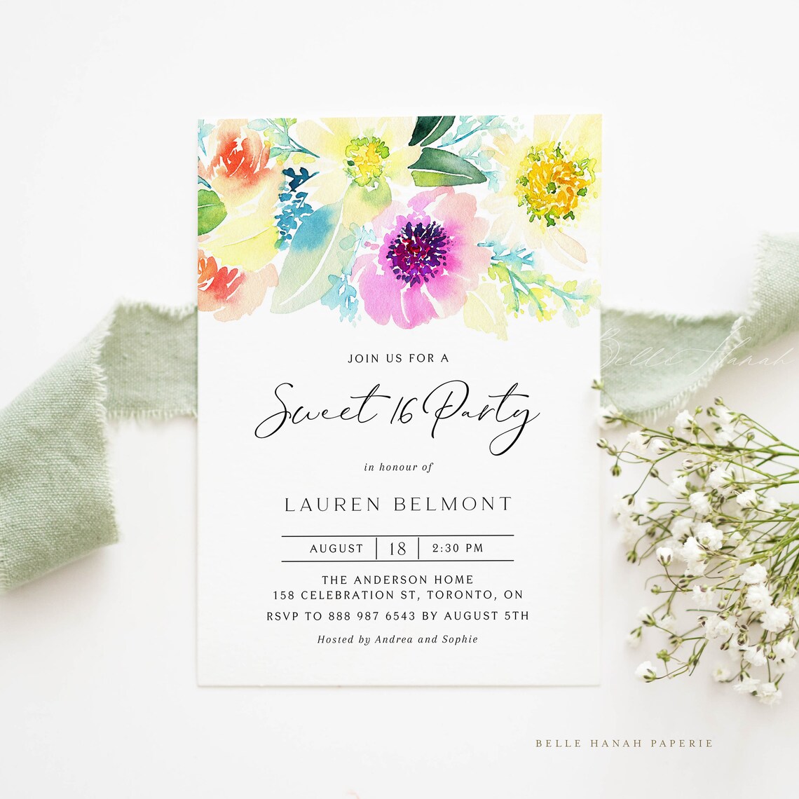 Printable Spring Birthday Party Invitation Template DIY | Etsy