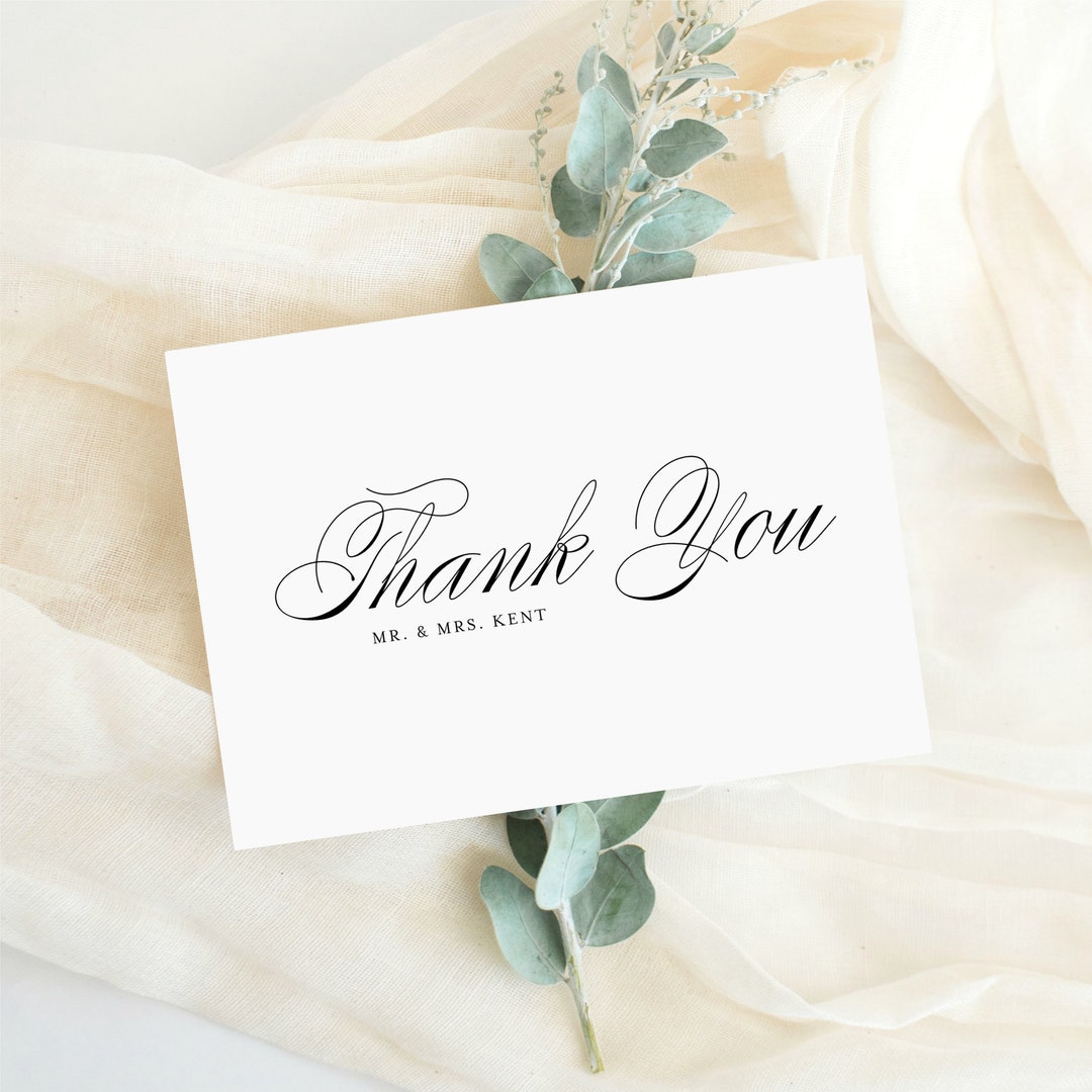 Printable Wedding Thank You Card Template - Editable Katie Script - 5x7 ...