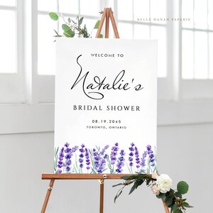 Printable Lavender Bridal Shower Welcome Sign Template - Watercolor Lavender Flowers Bridal Shower Poster - DIY Editable Templett LF41