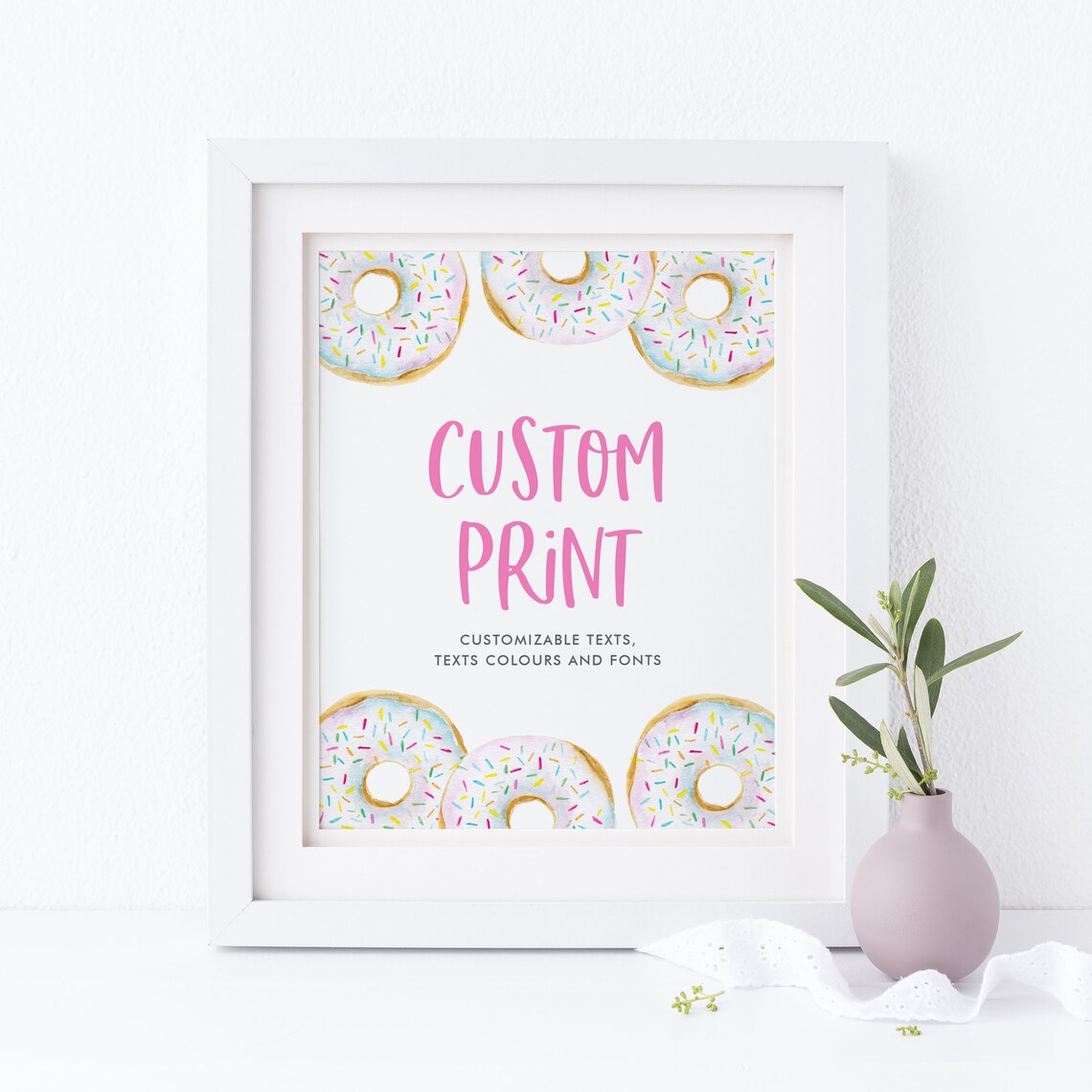 Printable White Donuts Custom Quote Sign Template 8x10 - Etsy