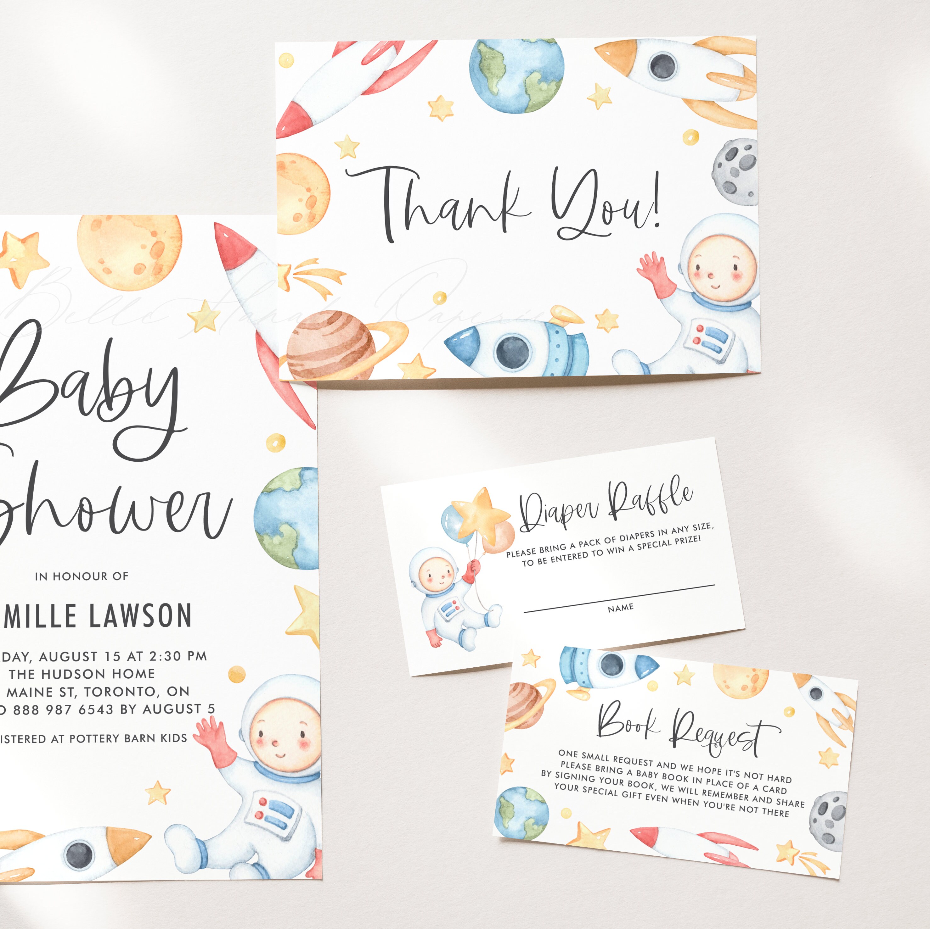 Space Theme Raffle Printable Astronaut Baby Shower Bundle Template - DIY Space Theme Baby ...
