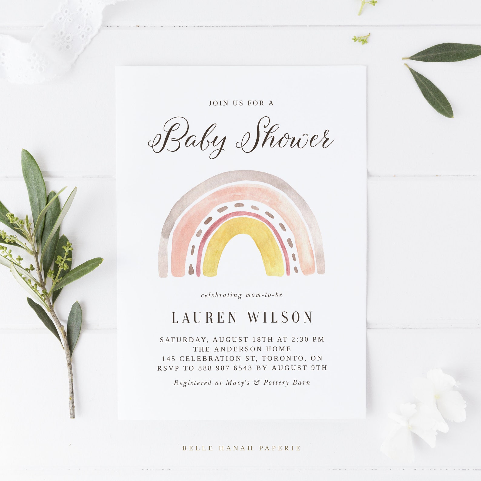 Printable Rainbow Baby Shower Invitation Template DIY Pastel - Etsy