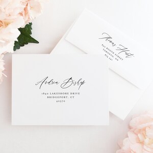 Elegante Hochzeitsumschlag Vorlage - A7 Andrea Script Umschlag Vorlage - DIY Bearbeitbarer Handbeschrifteter Hochzeitsadressumschlag - Templett