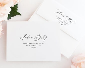 Elegant Wedding Envelope Template - A7 Andrea Script Envelope Template - DIY Editable Hand Lettered Wedding Address Envelope - Templett