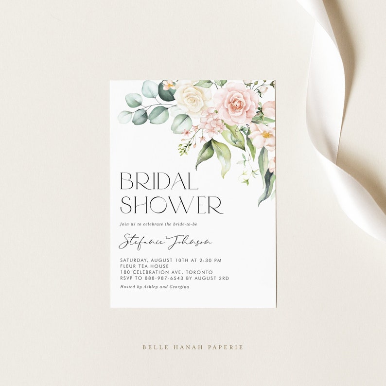 Printable Spring Bridal Shower Invitation Template Etsy
