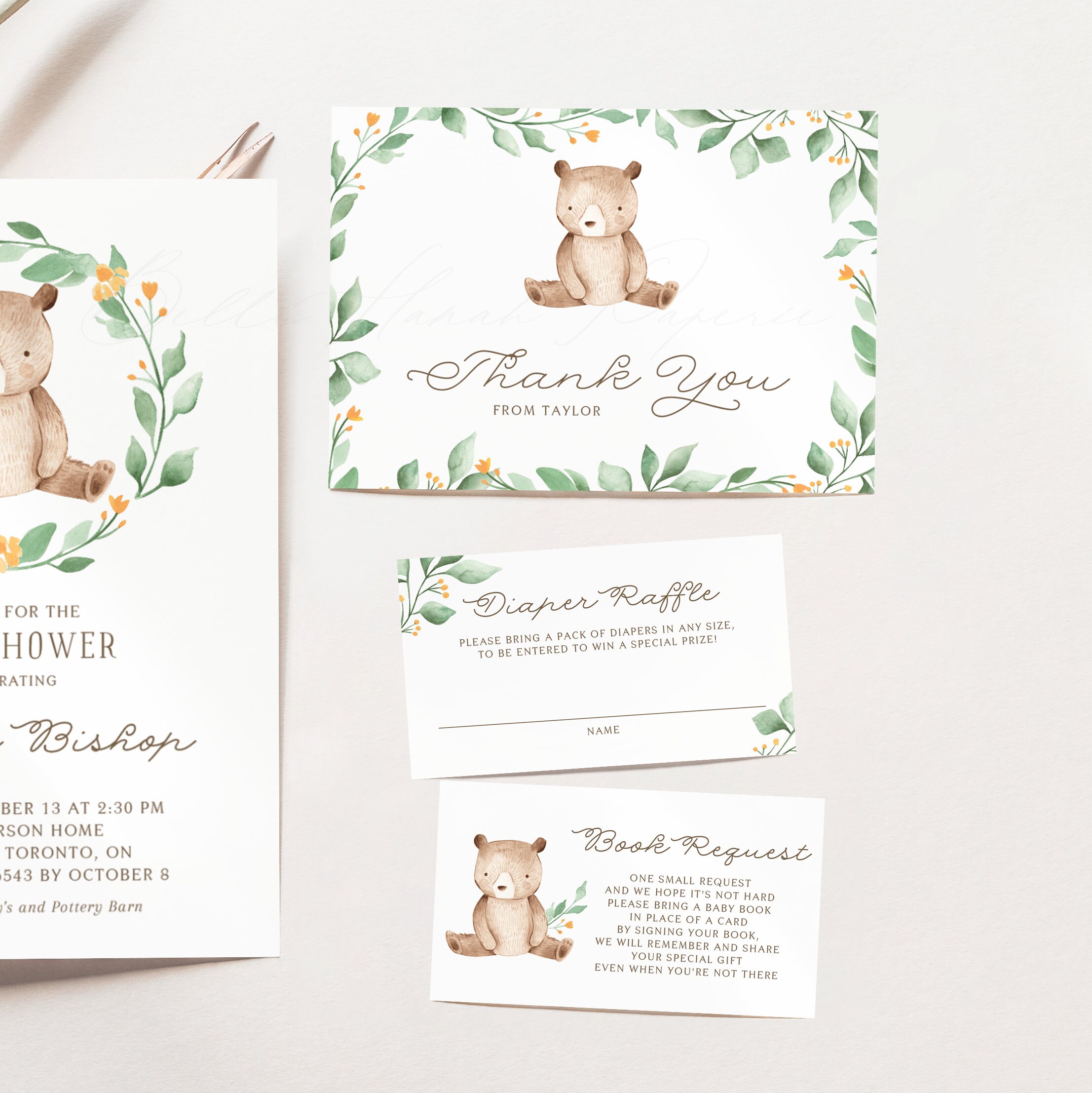 Printable Bear Baby Shower Bundle Templates Woodland Bear | Etsy