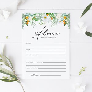 Weiße Orchideen Ratgeber für das Brautpaar - druckbare 5x7 druckbare Orchideen Kumquats Hochzeitskarte - sofortiger Download #019