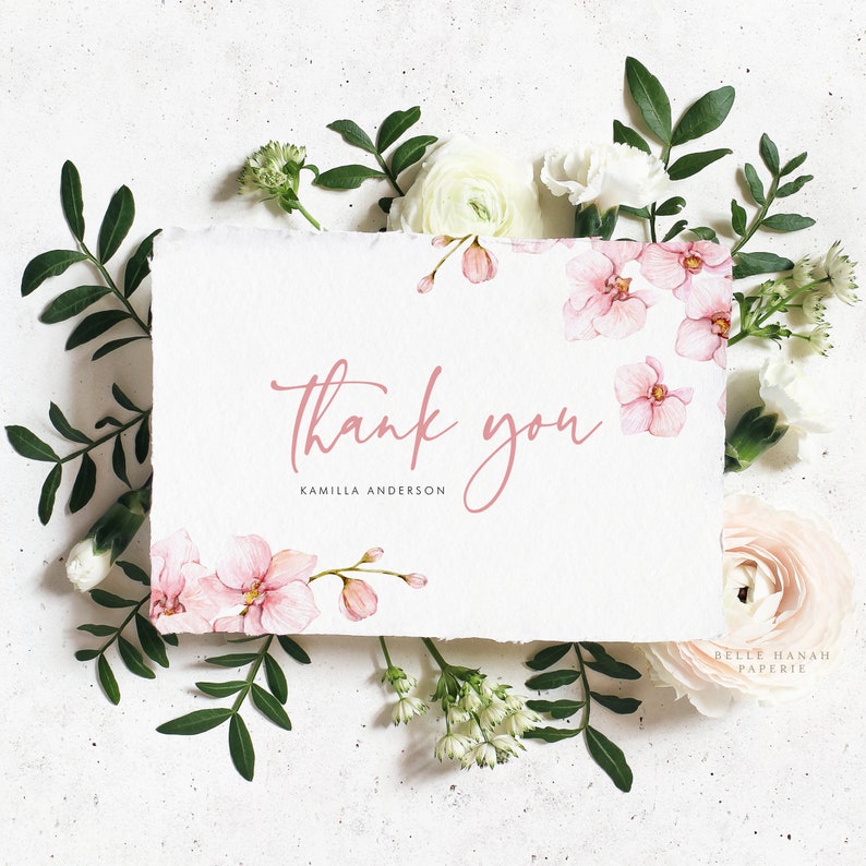 Printable Orchids Thank You Card Template 5x7 | Etsy
