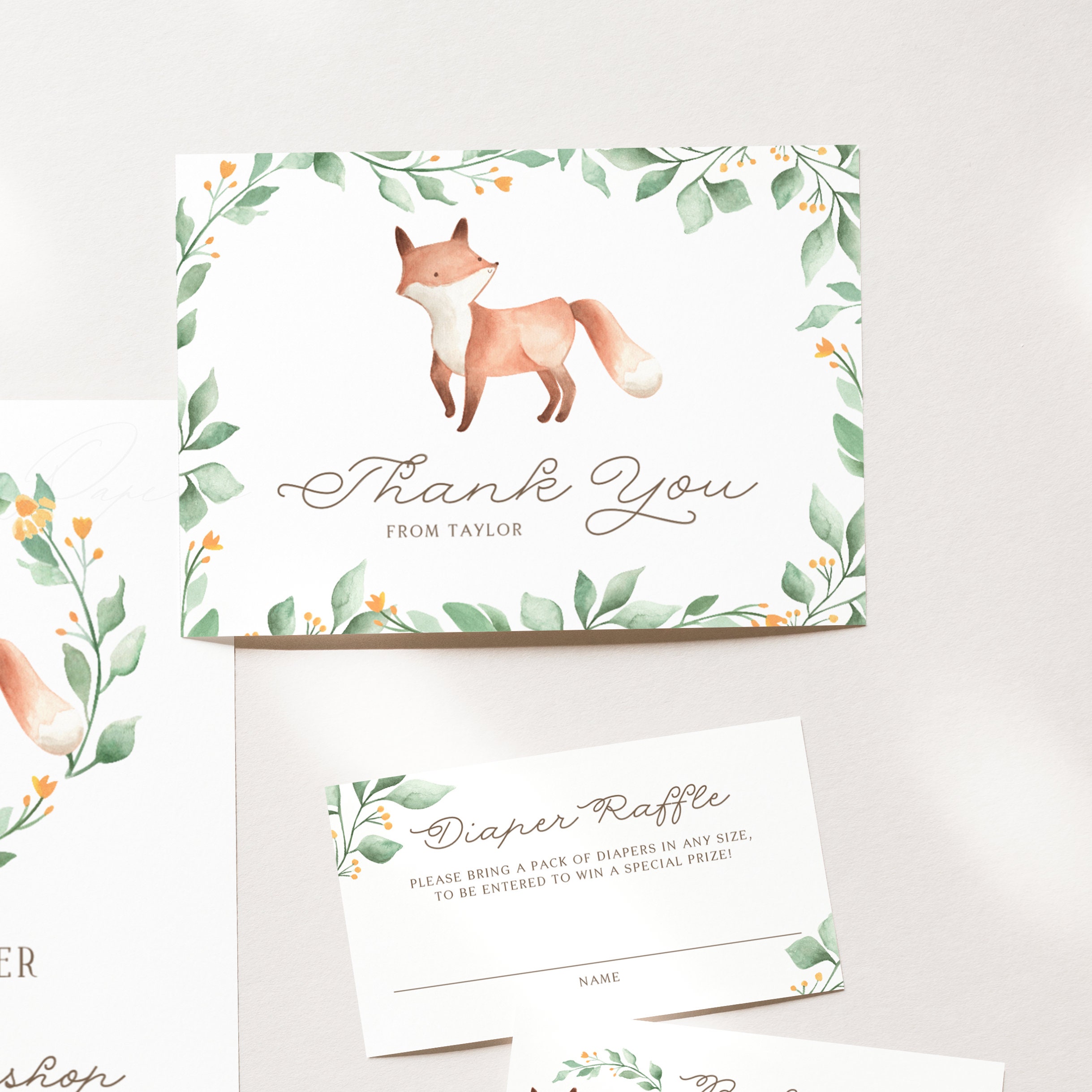Printable Fox Baby Shower Bundle Template DIY Woodland Baby | Etsy