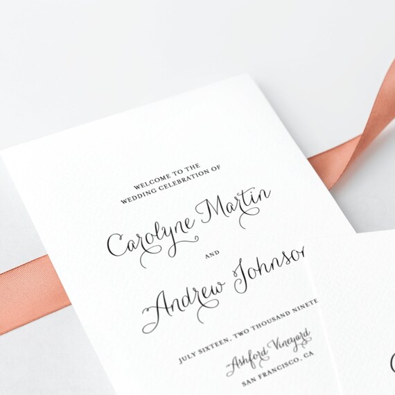 instant download elegant wedding program booklet template carolyne script wedding program printable a4 order of ceremony booklet wedding program booklet template