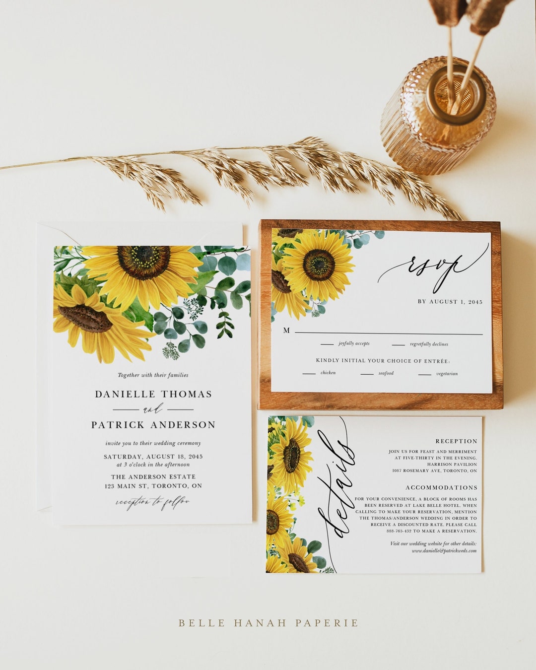 Printable Sunflowers Wedding Invitation Set Template - DIY Rustic ...