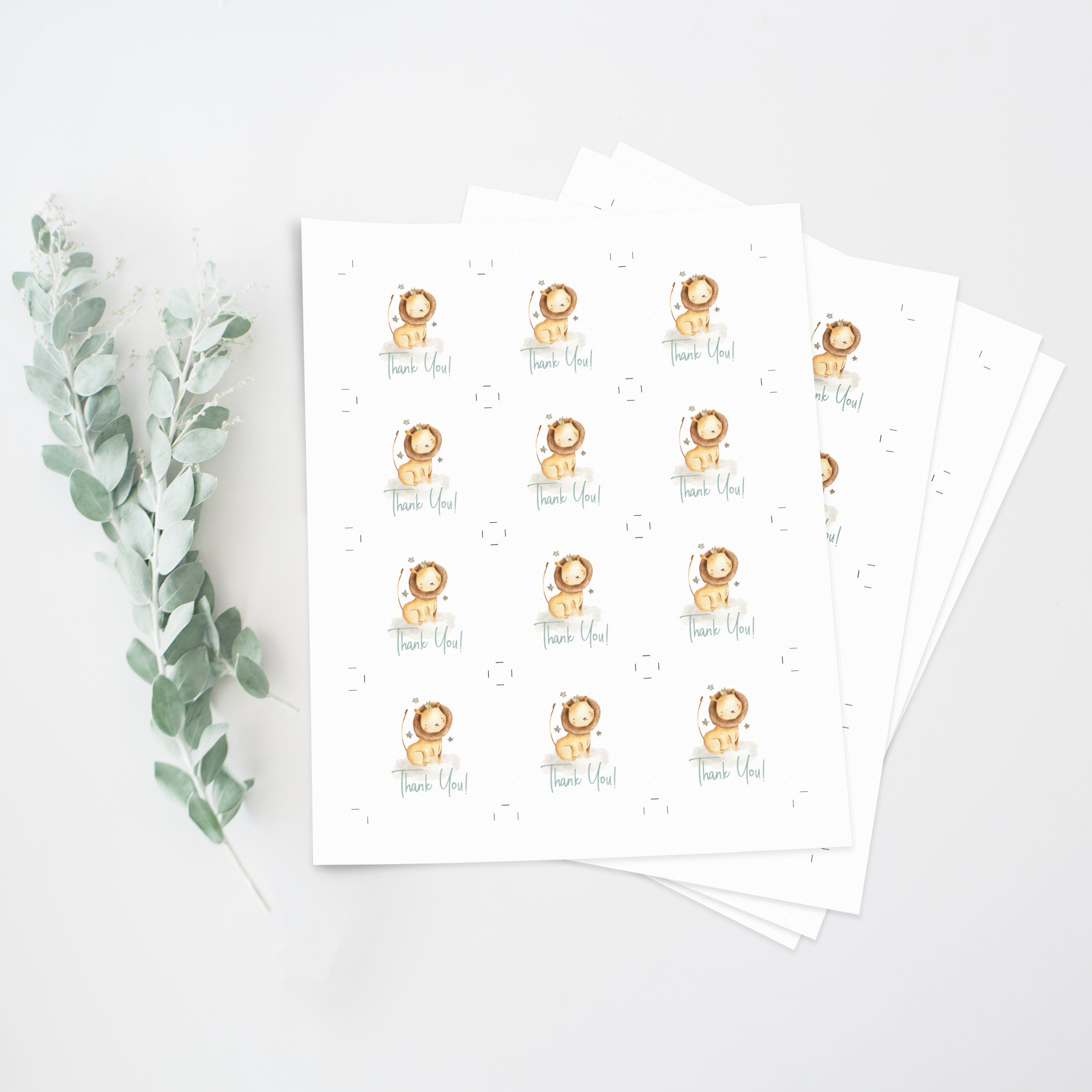 Printable Lion Favor Tag Template Watercolor Lion Prince | Etsy
