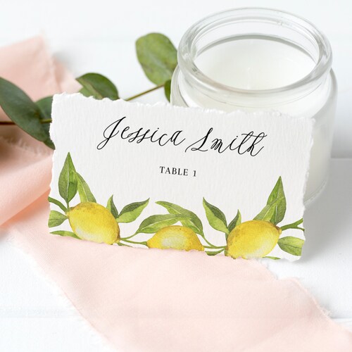 Lemon Place Card Template Printable Citrus Summer Wedding - Etsy