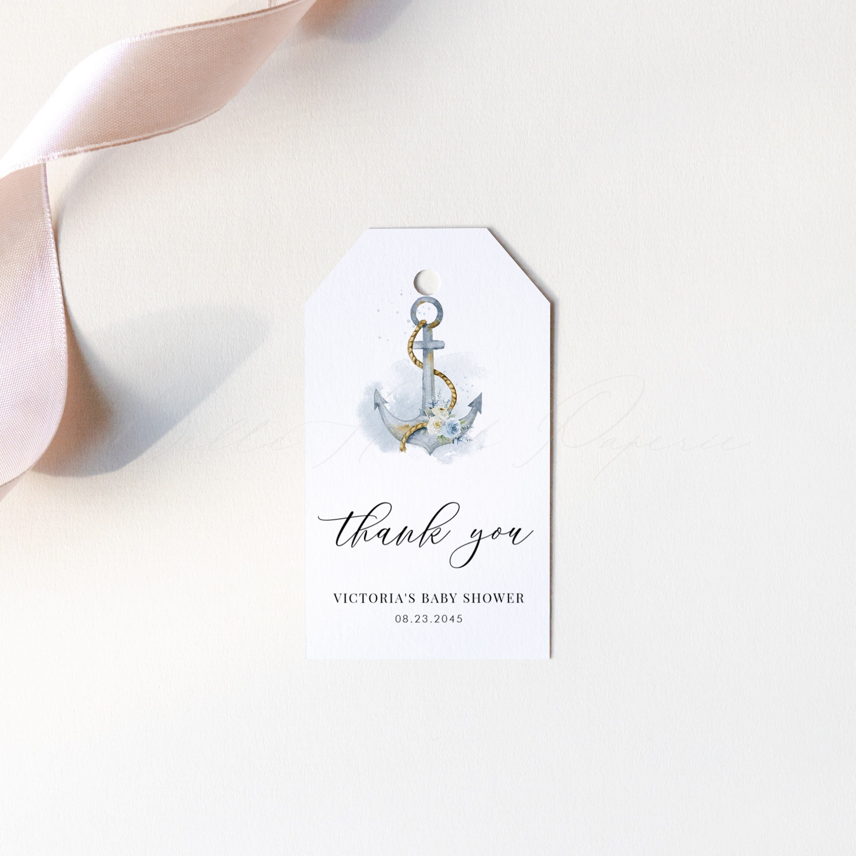 Printable Nautical Wedding Gift Tag Template DIY Watercolor | Etsy
