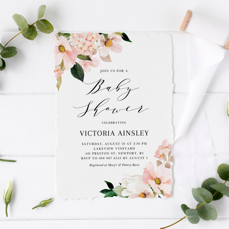 Pastel Pink Baby Shower Invitation Template Printable - Etsy