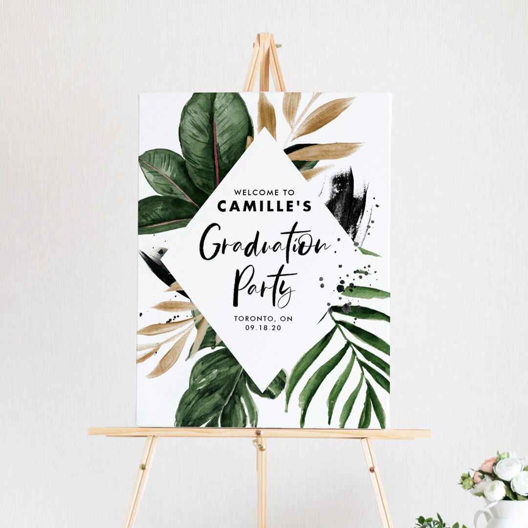 Printable Tropical Graduation Party Welcome Sign Template - DIY ...