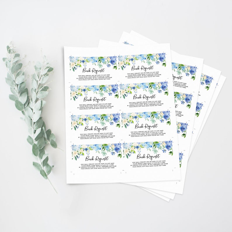 Blue Hydrangeas Book Request Card Printable Bring a Book - Etsy