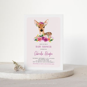 Printable Deer Baby Shower Invitation Template - Editable Watercolor ...