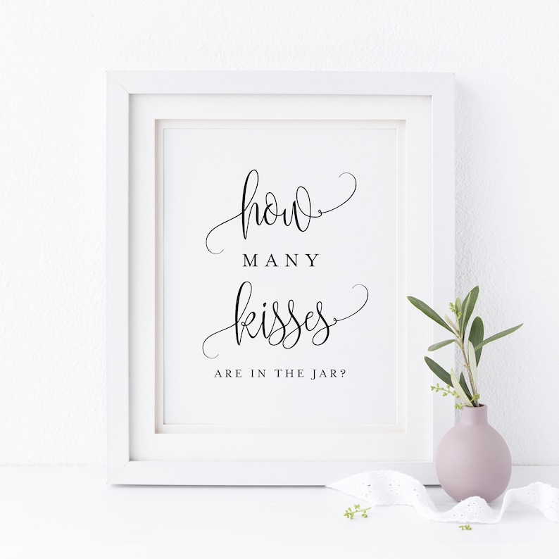 Printable How Many Kisses Are in the Jar Card and Sign Bundle - Etsy