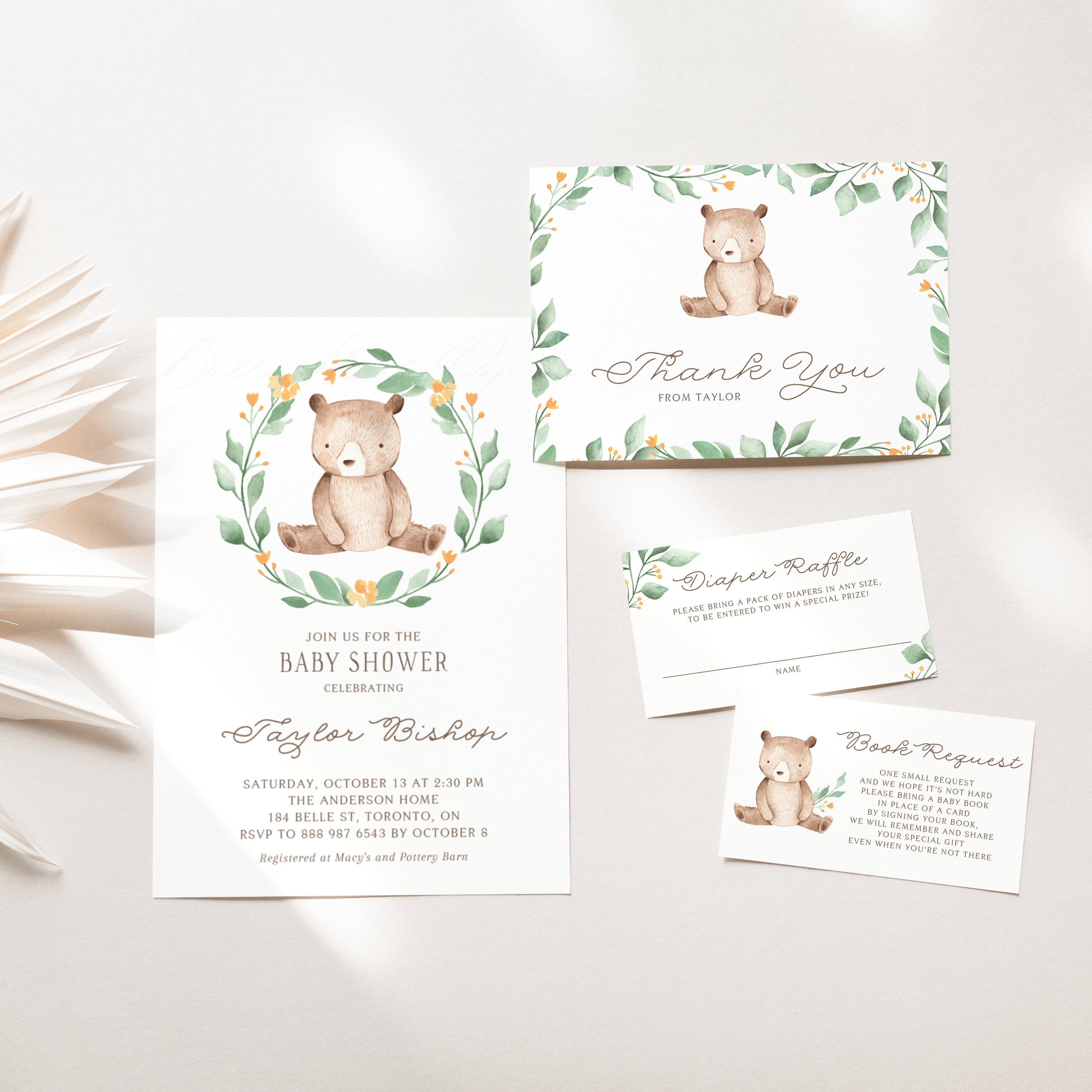 Printable Bear Baby Shower Bundle Templates Woodland Bear | Etsy