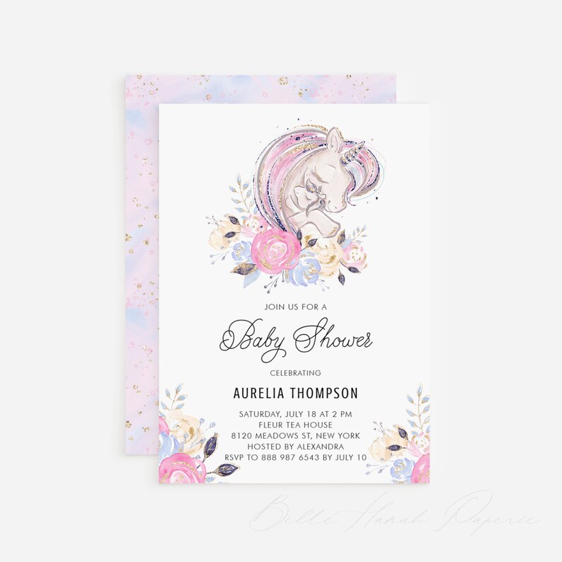 Unicorns Baby Shower Invitation Template Printable Mommy and Etsy