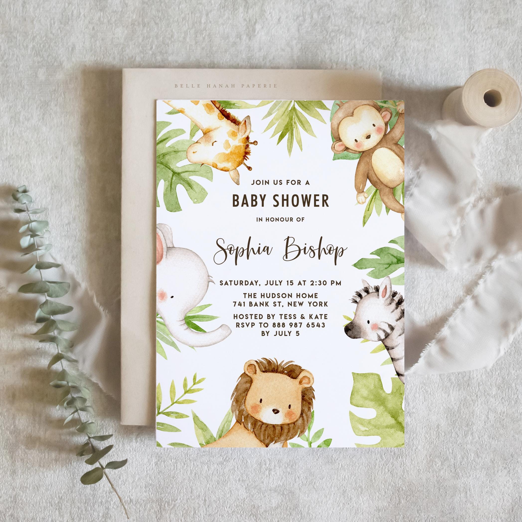 Druckbare Safari-Babyparty-Einladungsvorlage - DIY Aquarell Safari-Tiere  einladen - Dschungel-Babyparty Evite - Bearbeitbare Einladung SF87 - Etsy  Schweiz, image size:2095x2095