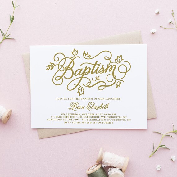 Printable Baptism Invitation Editable Calligraphy Baptism | Etsy