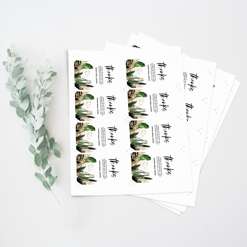 Printable Tropical Thank You Tag Template DIY Watercolor - Etsy