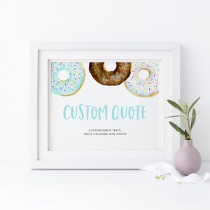 Printable 8x10 Donuts Custom Quote Print Template - Watercolor Blue ...