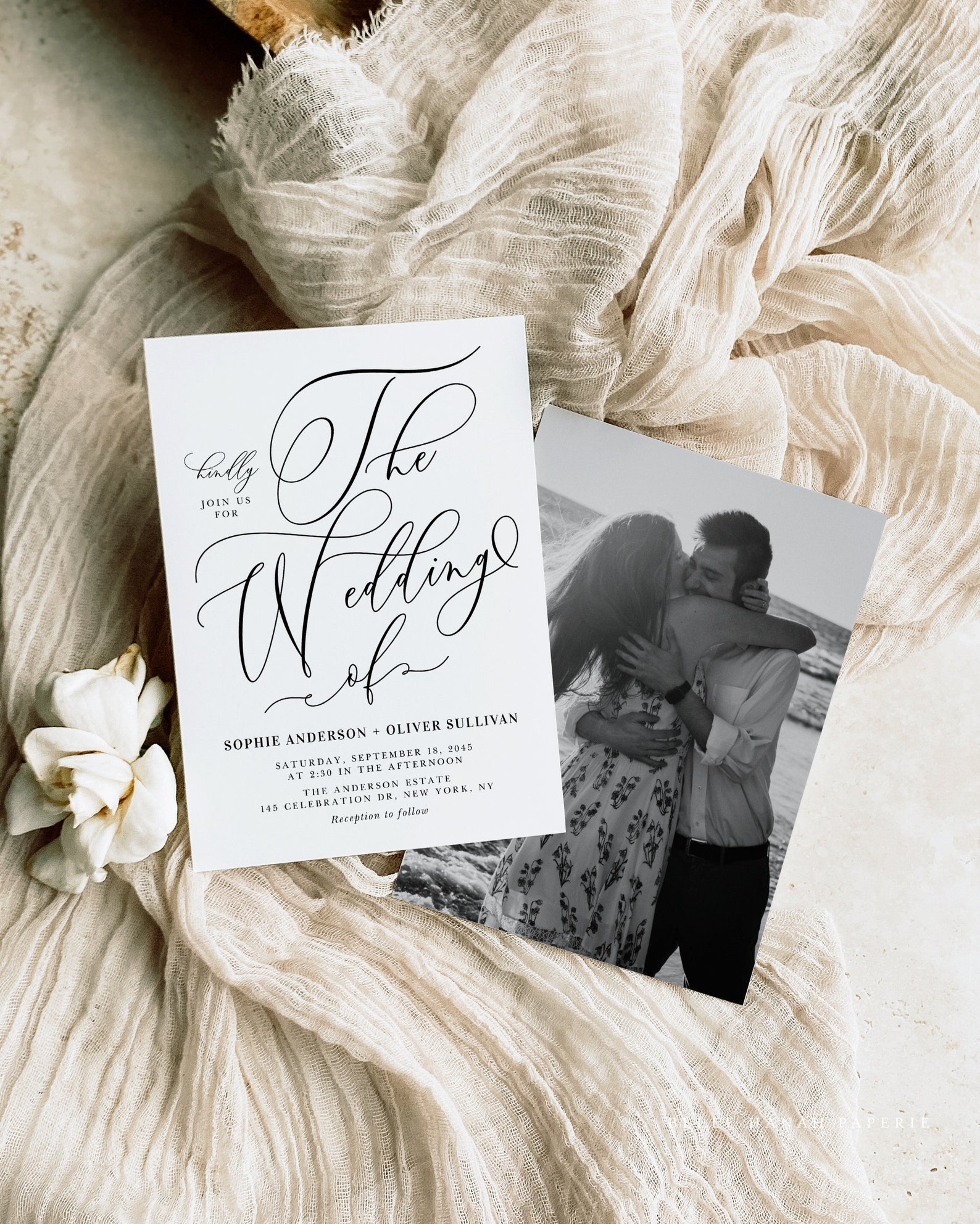 Printable Calligraphy Wedding Invitation Set Template DIY | Etsy