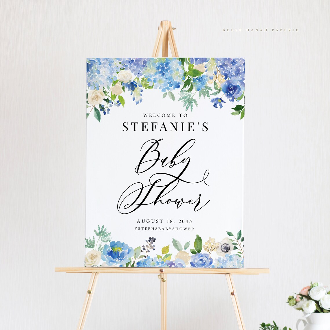 Printable Hydrangea Baby Shower Welcome Sign Template - Editable 18x24 ...