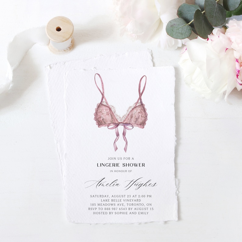 Blush Pink Lingerie Bridal Shower Invitation Printable Pink - Etsy